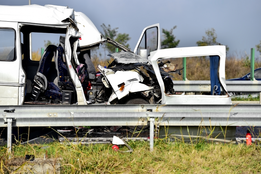 Detail with damage automobile after a car crash accident